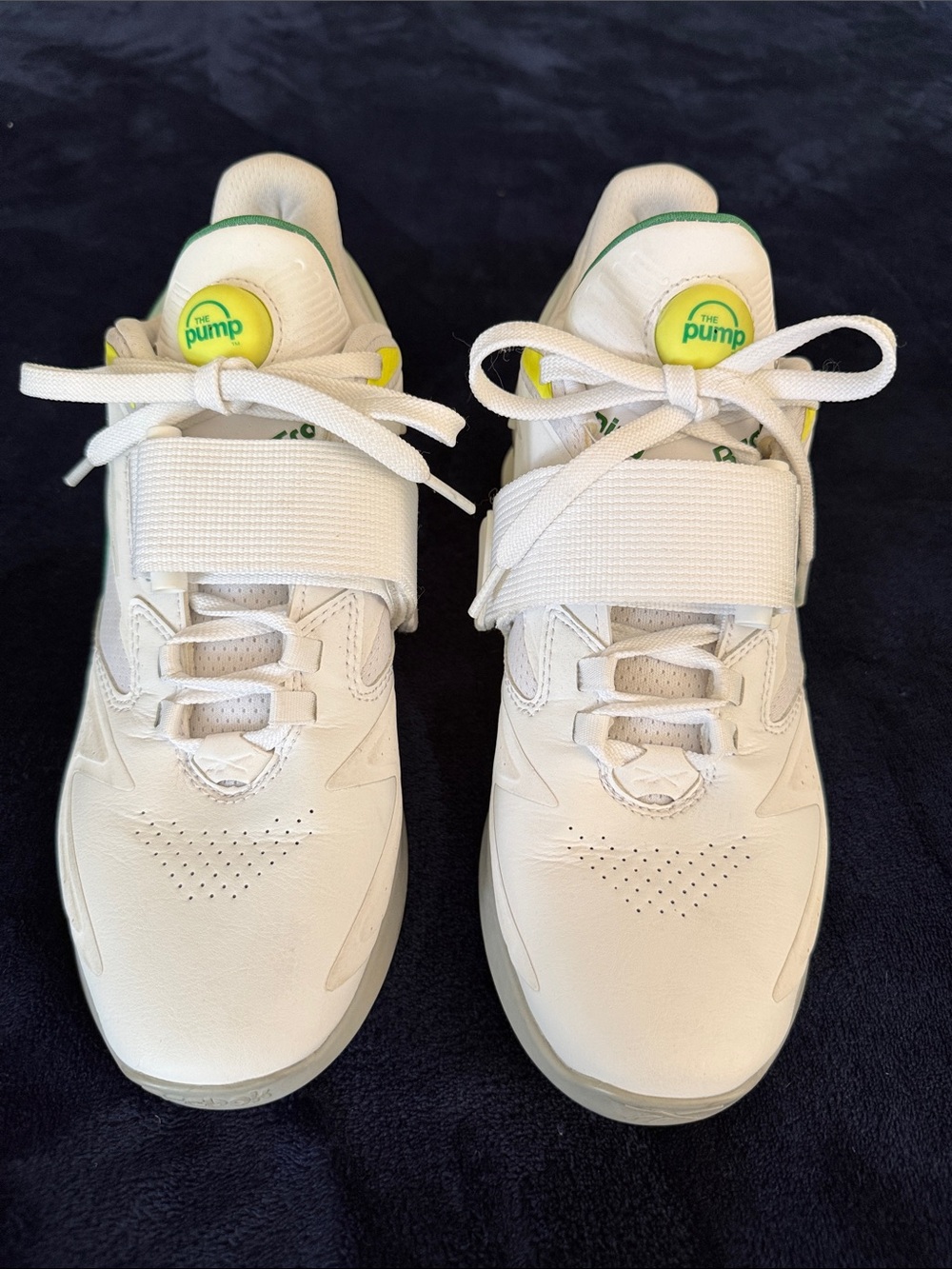 Reebok Pump Strap Sneakers in Cream with Yellow Accents